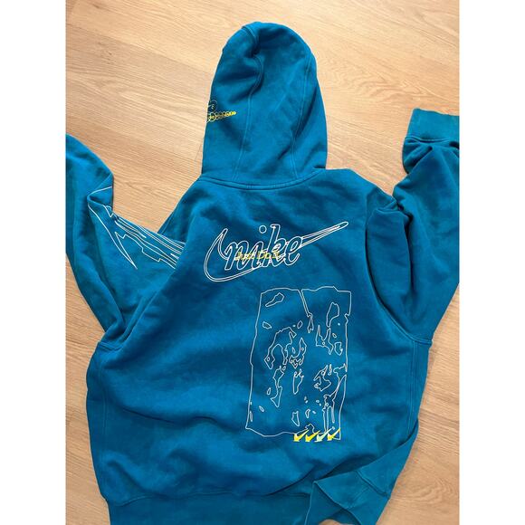 Nike Sportswear Club Distressed Hoodie Pullover Size XL Mens Blue Teal - Picture 6 of 6